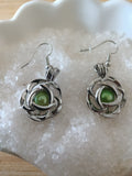 Silver Pearl cage earrings